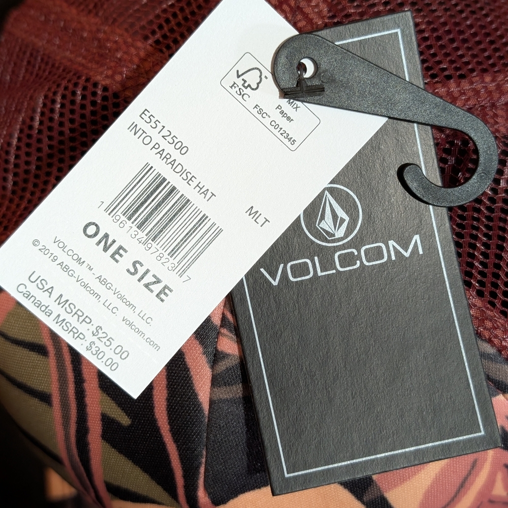 Volcom Into Paradise Trucker Hat Mens One Size Multicolor Leaf Print Mesh NWT - Picture 3 of 3